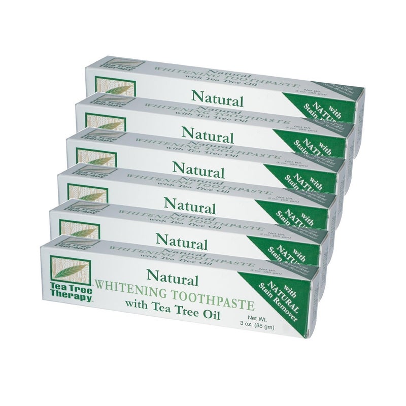 Tea Tree Therapy Natural Whitening Toothpaste with Oil 3 Oz Pack of 6